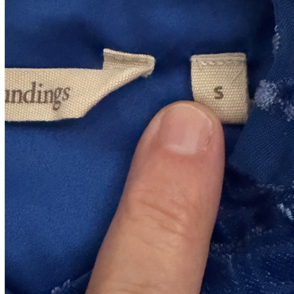 Soft Surroundings Vanetta Velvet Top Blue Devore  Damask Floral Blouse Small - Picture 10 of 13